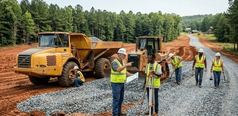 Gray Gravel crew working on a Jones County driveway