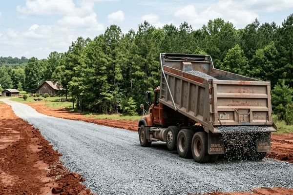 New gravel driveway installation in Jones County Georgia